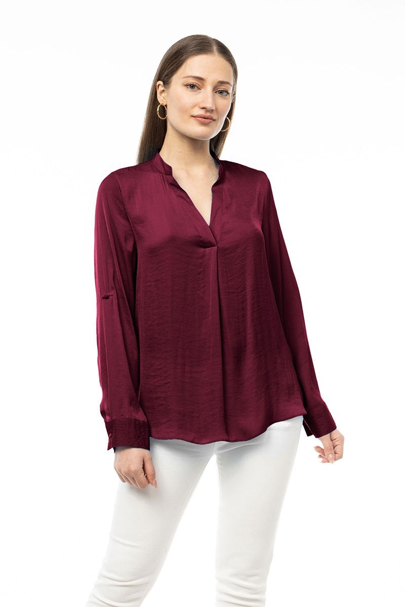 Morgan Long Sleeve Top in Burgundy