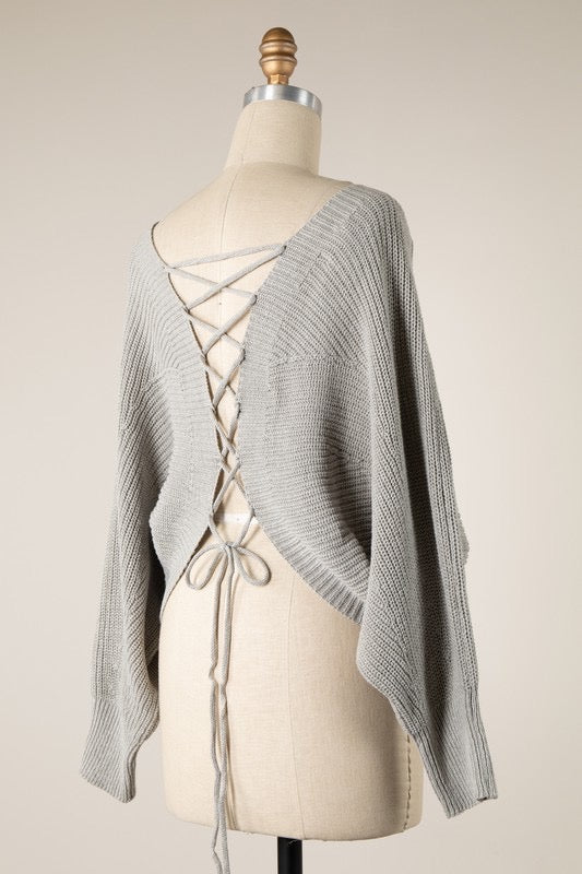 Delaney Sweater in Grey Back View