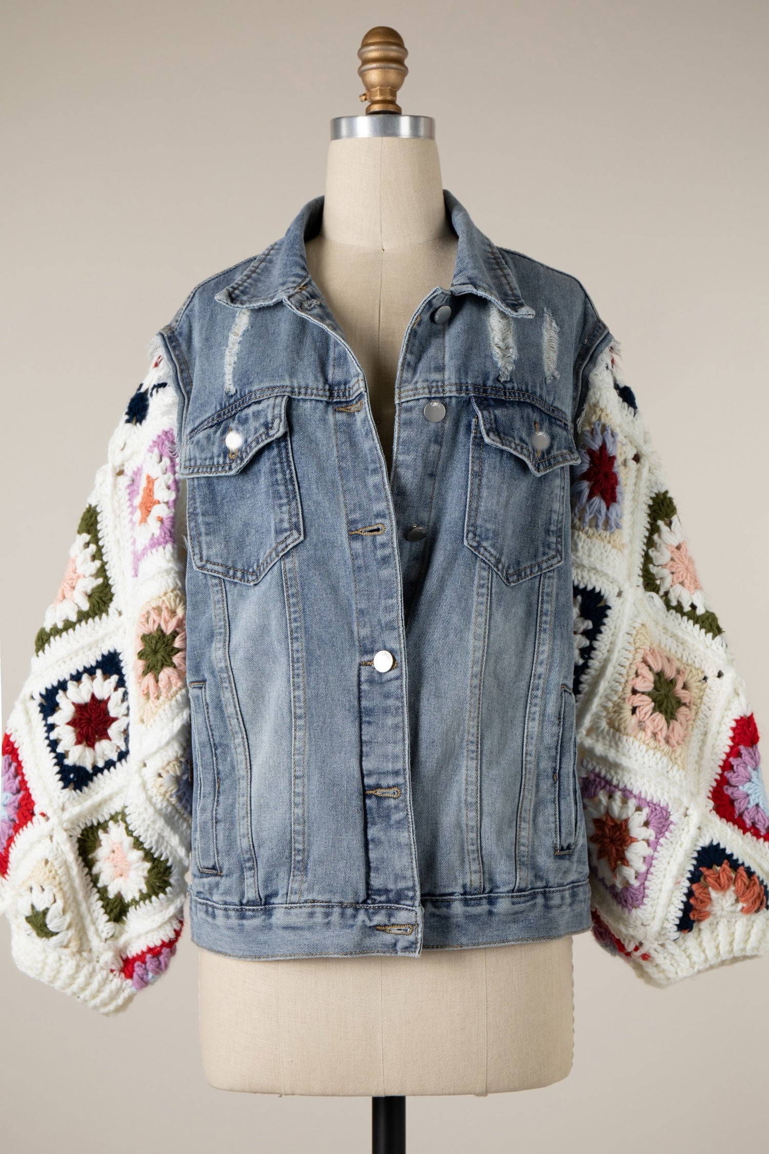 Nova Crochet Sleeve Denim Jacket