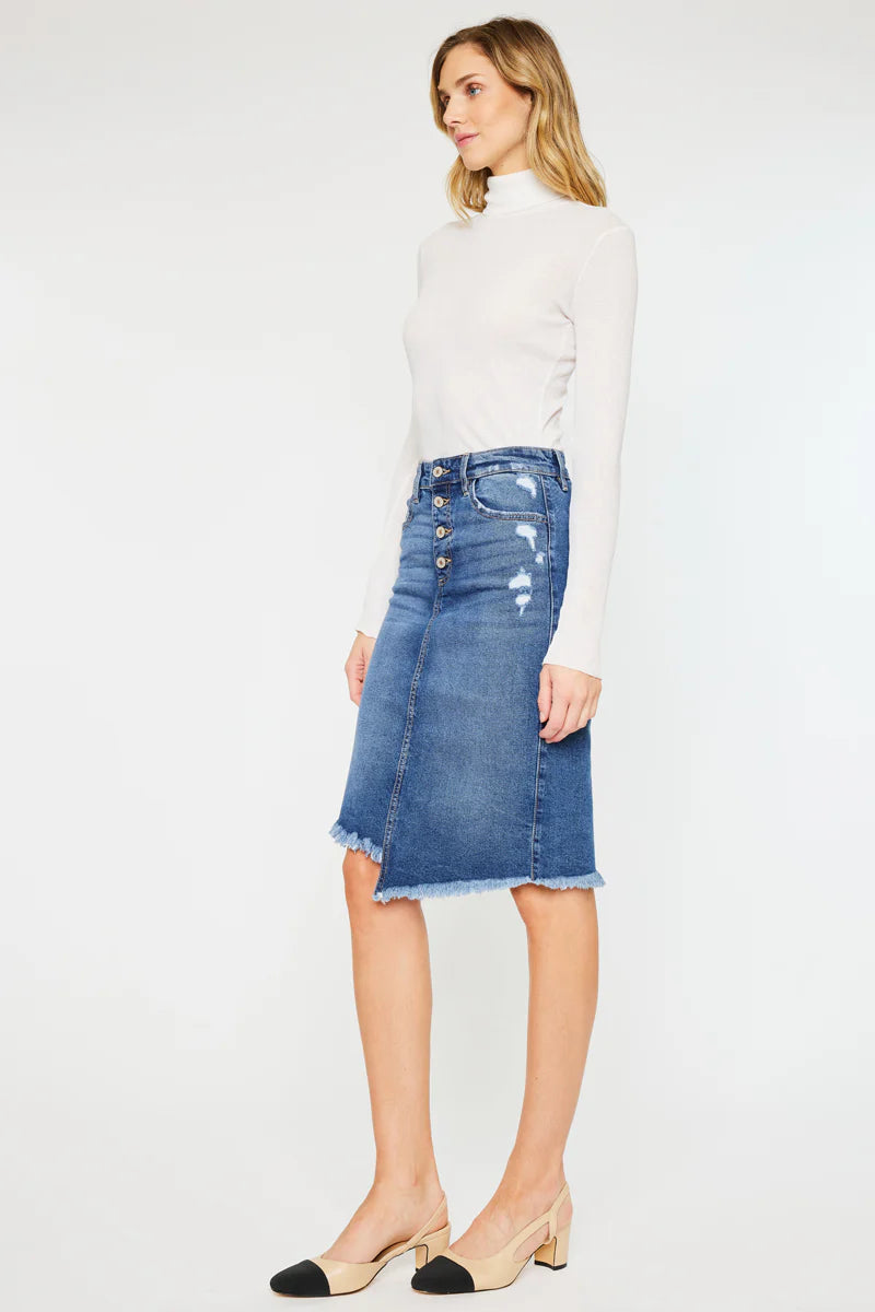 Corinne Mid Rise Asymmetrical Midi Skirt