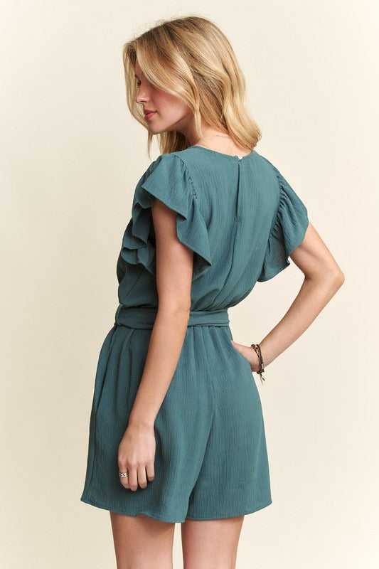 Kamber Green Romper back view 