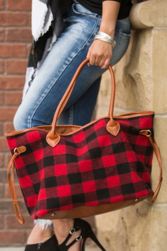 Large Buffalo Plaid Flannel Tote Bag