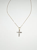 Leah Sparkly Cross Necklace in Gold Sterling