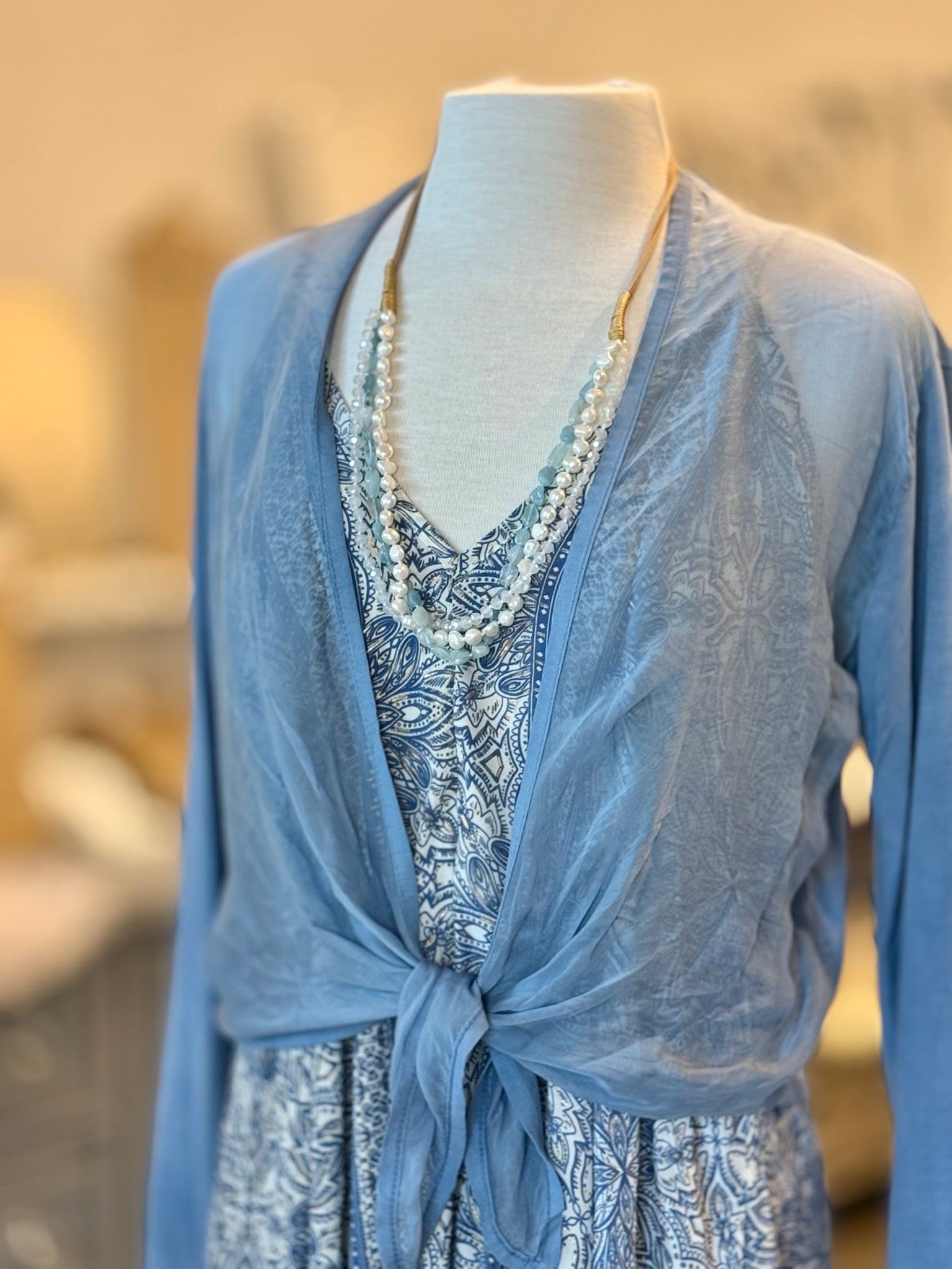 Maddy Dress in Blue with NH Necklace