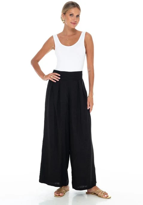 Leah Linen Pants in Black