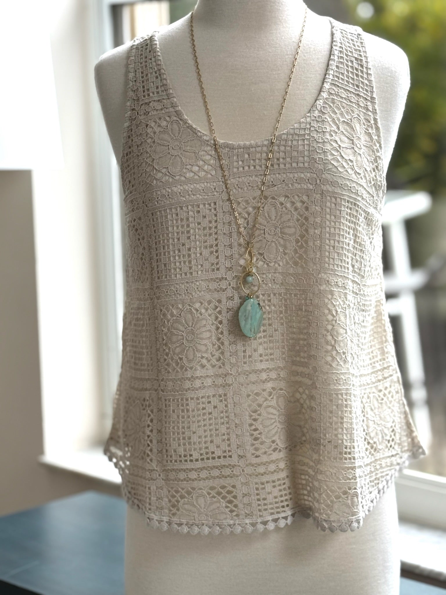 Quinn Tank Top in Beige front