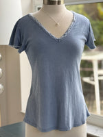 Reece Raw Edge Italian Top in Blue