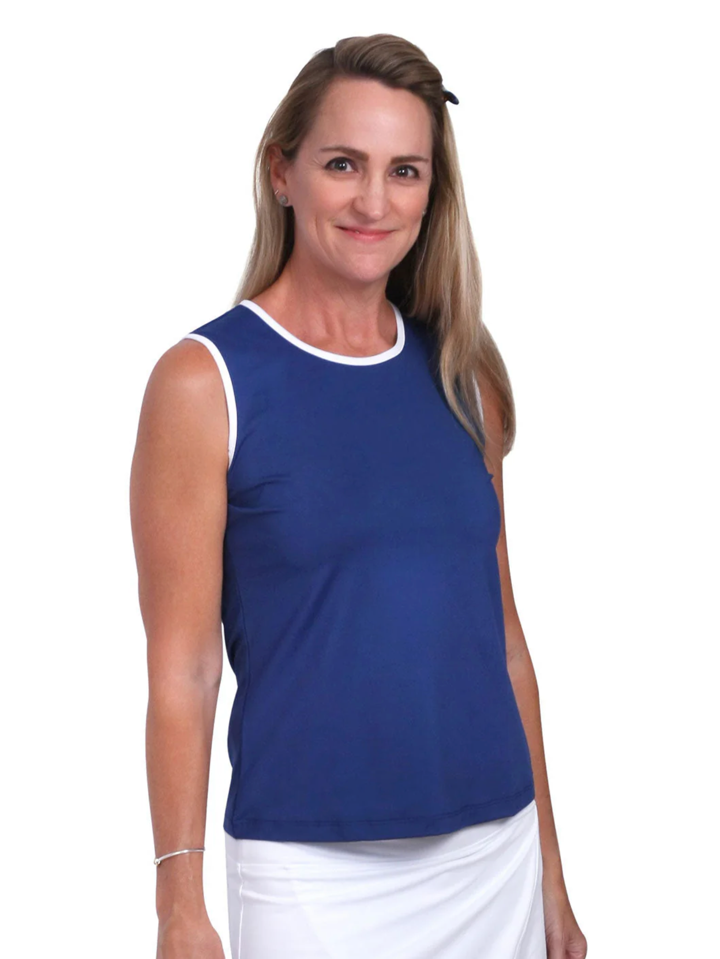 Kaylie Tank- Navy with white trim