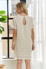 Sheri Shift Dress in Beige back view 