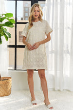 Sheri Shift Dress in Beige front view 