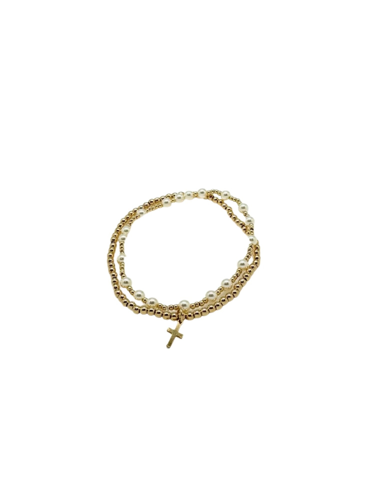 Theresa Tiny Cross Duo Bracelet in Gold