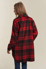 Camry Buffalo Plaid Jacket in red/black (back view)