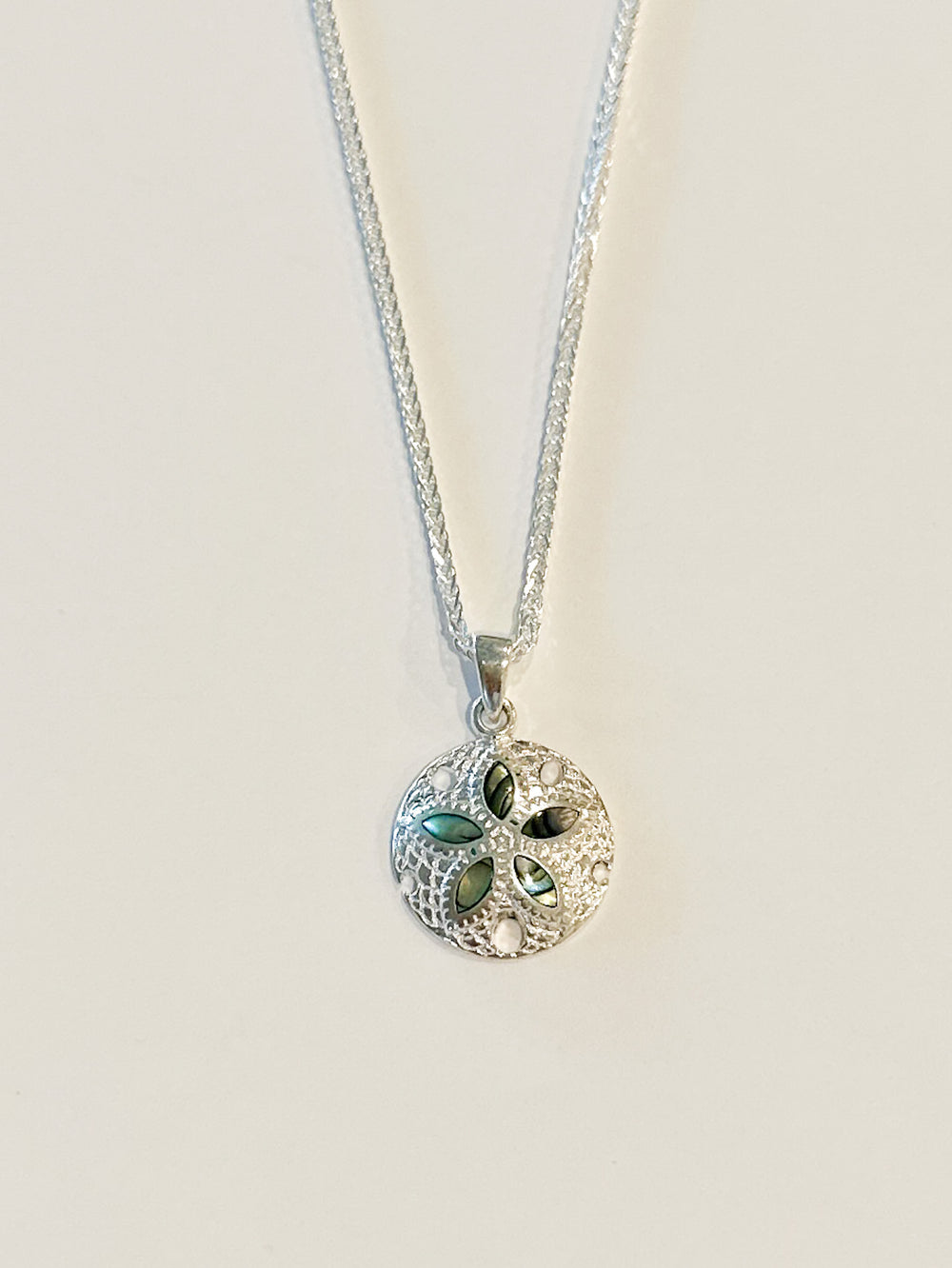 Abalone Sterling Silver Sand Dollar Necklace