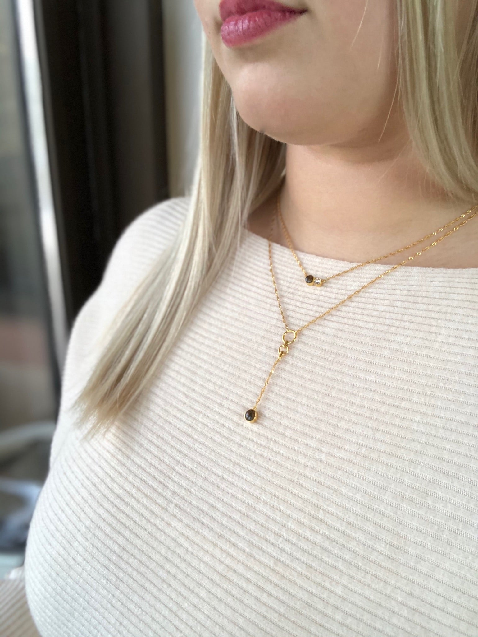 Dune Alina Necklace - Vermeil layered with Dune Veronica Necklace - Vermeil