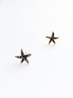 Ariel Starfish studs in gold with an abalone center 