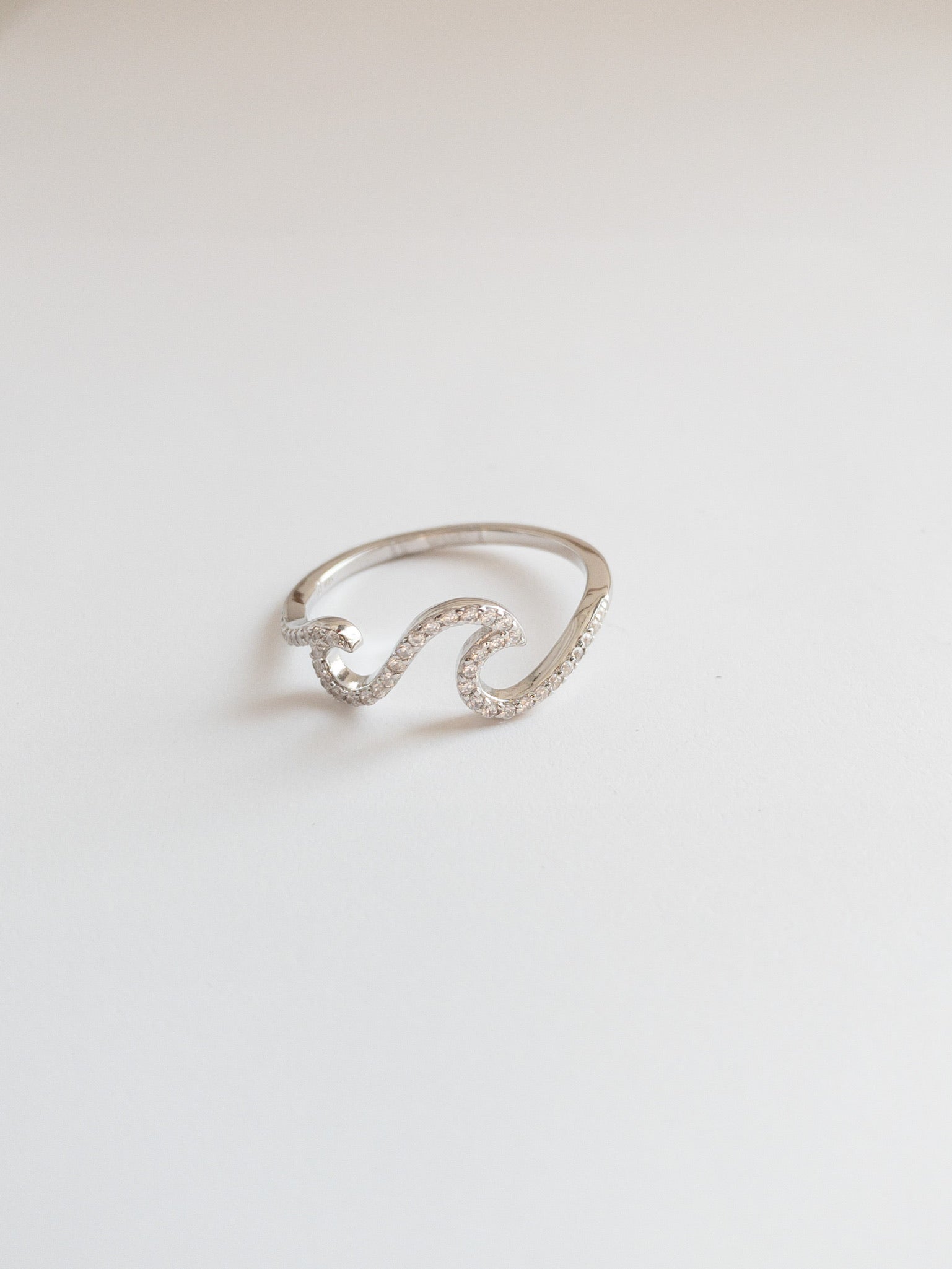 Sparkling double wave ring - sterling silver 