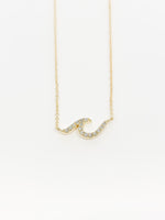 Avainna large wave necklace in gold. with crystals 