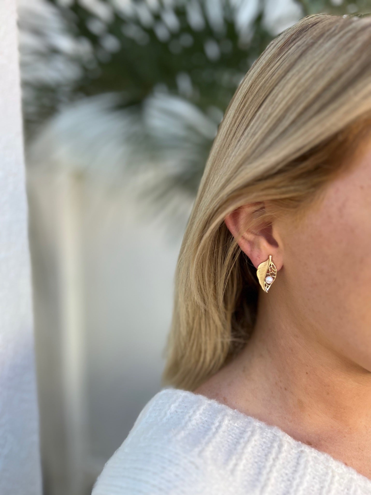 Anya Leaf Earrings- Silver