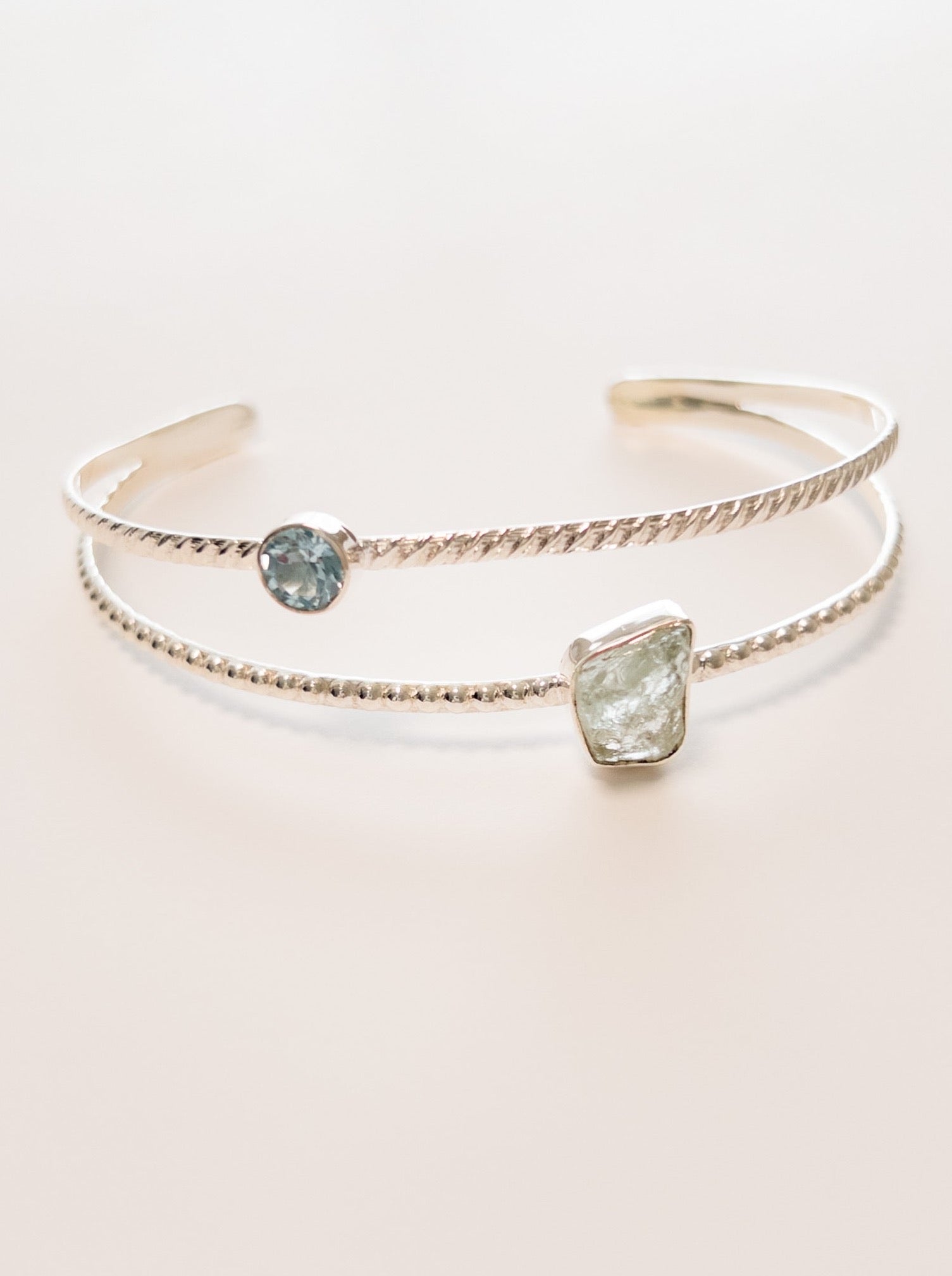 Angelica Rough Aquamarine and Blue Topaz nh Bracelet